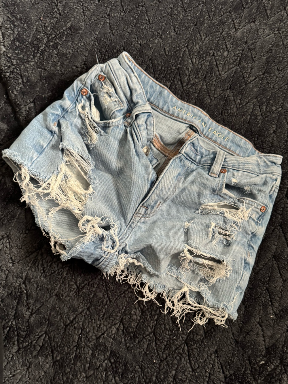 American Eagle Outfitters Light Wash Distressed Denim Shorts
